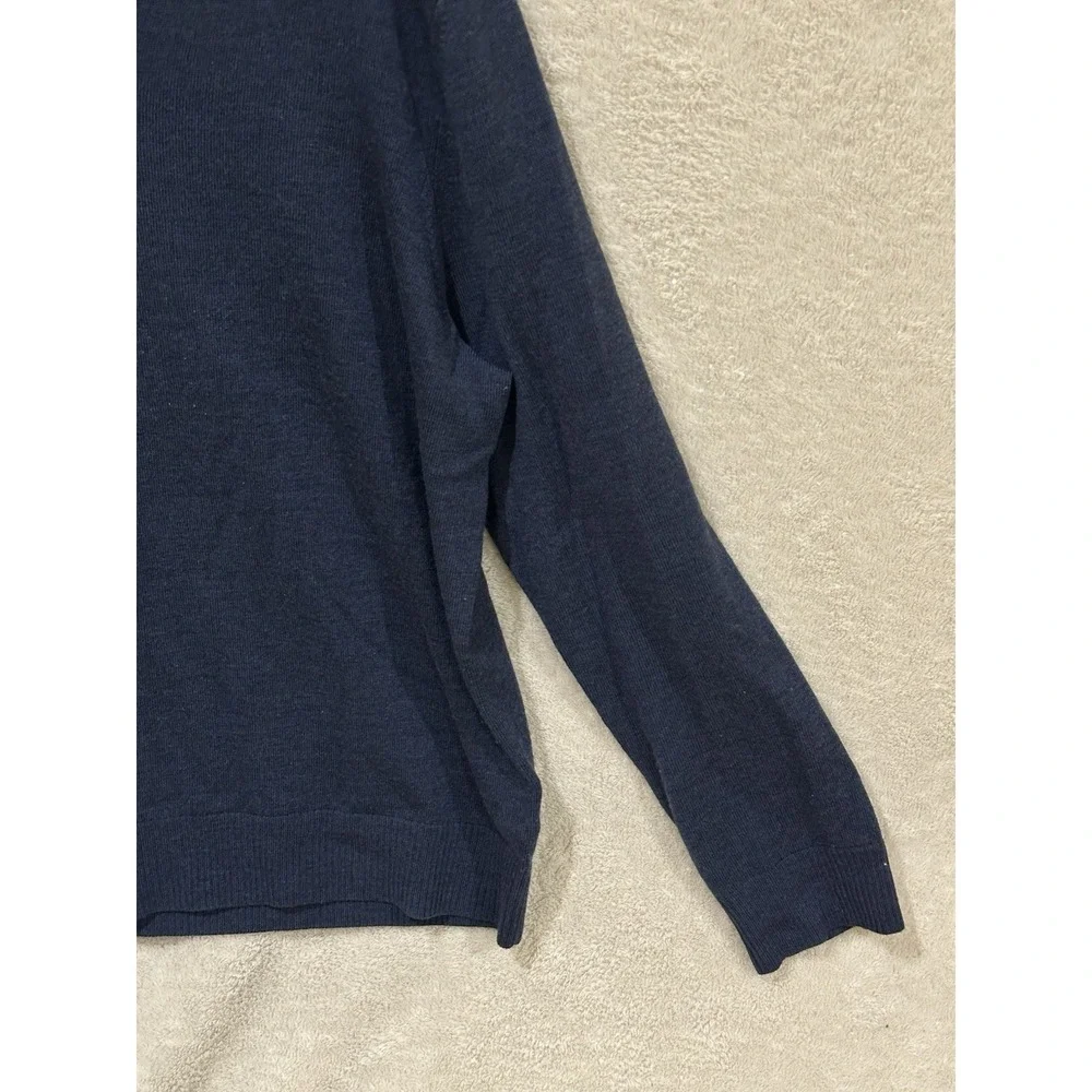 Banana Republic Extra‎ Fine Merino Wool Mens Sweater Size XL Navy Classic V-Neck
